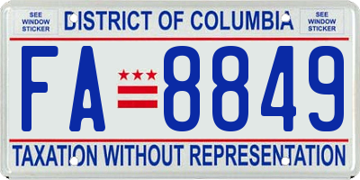 DC license plate FA8849