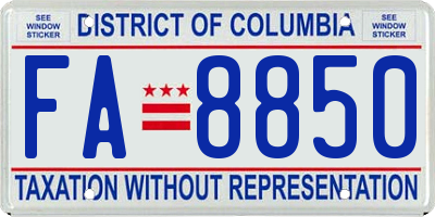 DC license plate FA8850