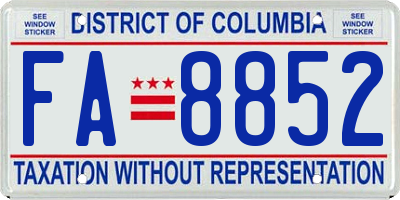 DC license plate FA8852