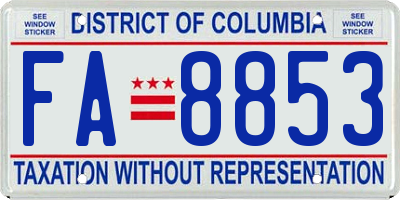 DC license plate FA8853