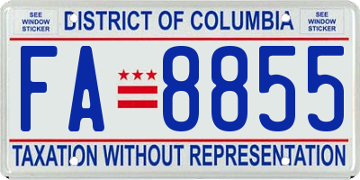 DC license plate FA8855