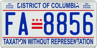 DC license plate FA8856