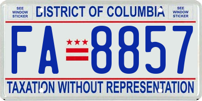 DC license plate FA8857