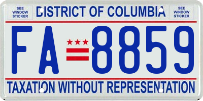 DC license plate FA8859