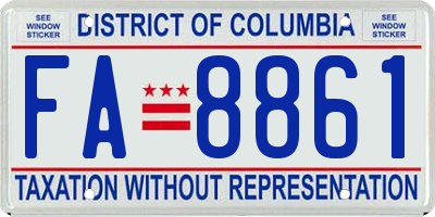 DC license plate FA8861