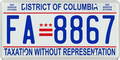 DC license plate FA8867