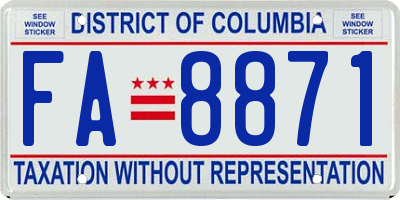 DC license plate FA8871