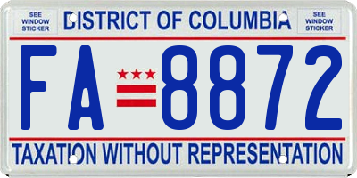 DC license plate FA8872