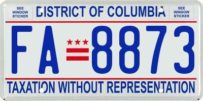 DC license plate FA8873