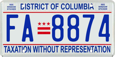 DC license plate FA8874