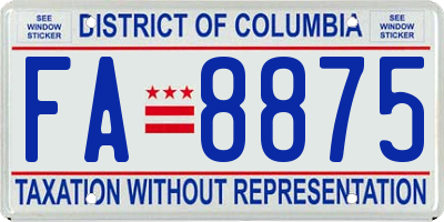 DC license plate FA8875