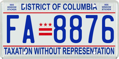 DC license plate FA8876