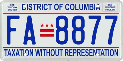 DC license plate FA8877