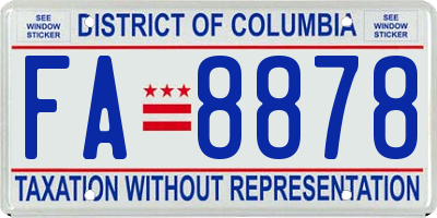 DC license plate FA8878