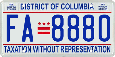 DC license plate FA8880