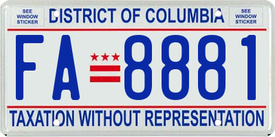 DC license plate FA8881