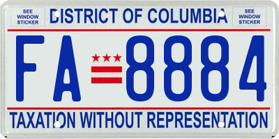 DC license plate FA8884