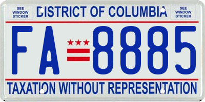 DC license plate FA8885