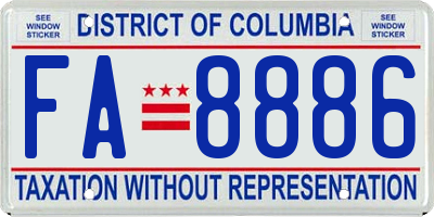 DC license plate FA8886