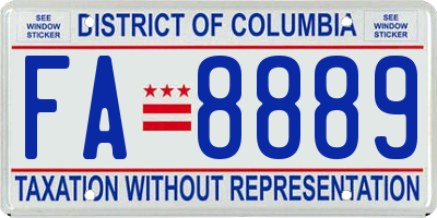 DC license plate FA8889