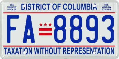 DC license plate FA8893