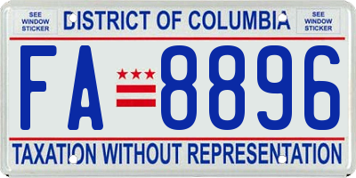 DC license plate FA8896