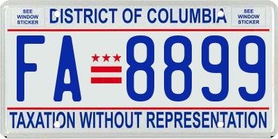 DC license plate FA8899