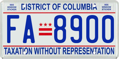 DC license plate FA8900