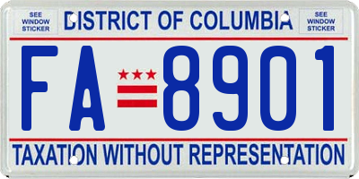 DC license plate FA8901