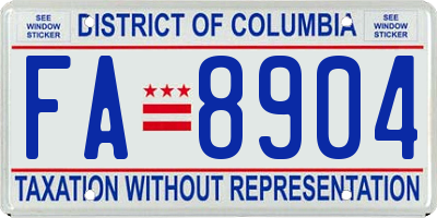 DC license plate FA8904