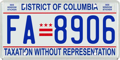 DC license plate FA8906