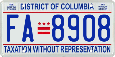 DC license plate FA8908