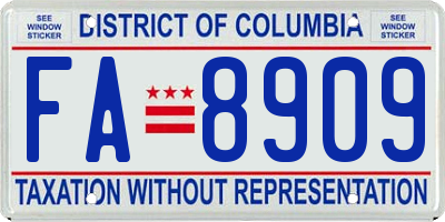 DC license plate FA8909