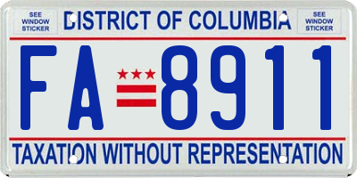 DC license plate FA8911