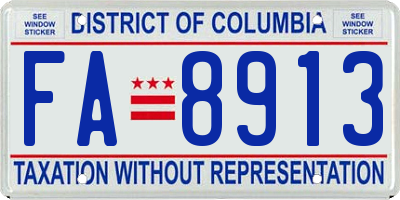 DC license plate FA8913