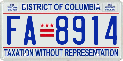 DC license plate FA8914