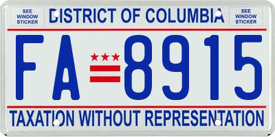 DC license plate FA8915