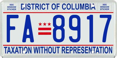 DC license plate FA8917