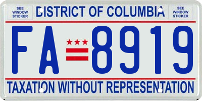 DC license plate FA8919