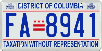 DC license plate FA8941