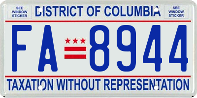 DC license plate FA8944