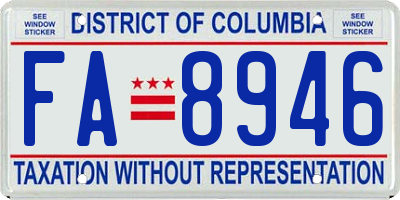 DC license plate FA8946