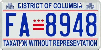 DC license plate FA8948