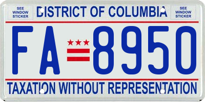 DC license plate FA8950