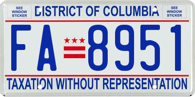 DC license plate FA8951