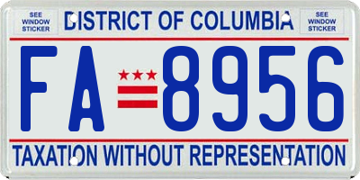 DC license plate FA8956