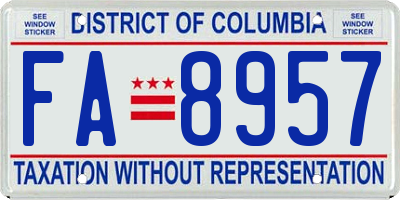 DC license plate FA8957