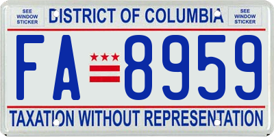 DC license plate FA8959