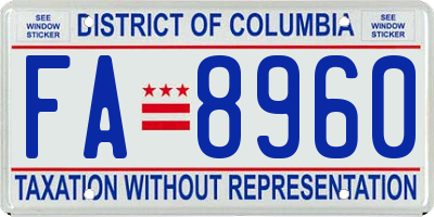 DC license plate FA8960