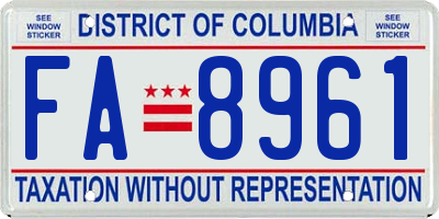 DC license plate FA8961